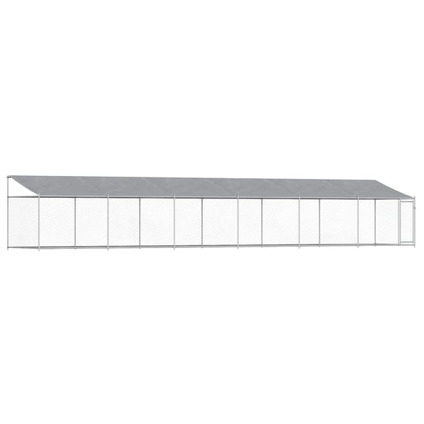 Vidaxl Dog Cage With Roof And Door Grey 12X2x2 M Galvanised Steel Dog Cages