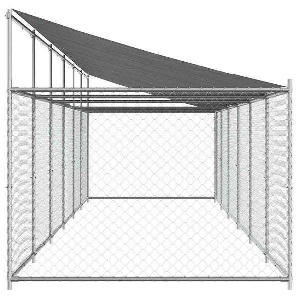 Vidaxl Dog Cage With Roof And Door Grey 12X2x2 M Galvanised Steel Dog Cages