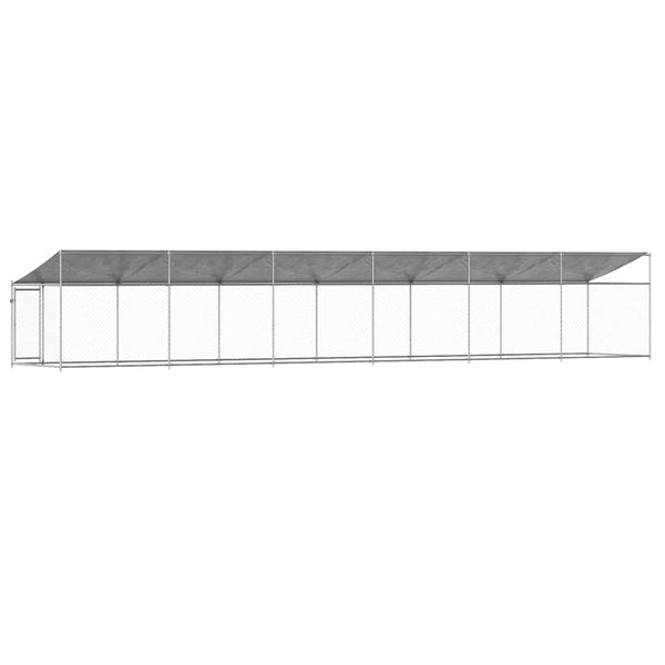 Vidaxl Dog Cage With Roof And Door Grey 12X2x2 M Galvanised Steel Dog Cages