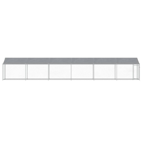 Vidaxl Dog Cage With Roof And Door Grey 12X2x2 M Galvanised Steel Dog Cages