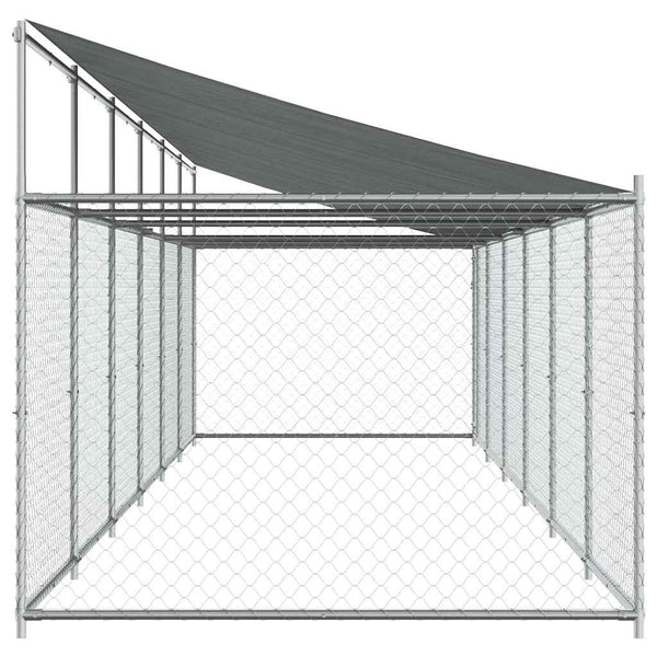 Vidaxl Dog Cage With Roof And Door Grey 12X2x2 M Galvanised Steel Dog Cages