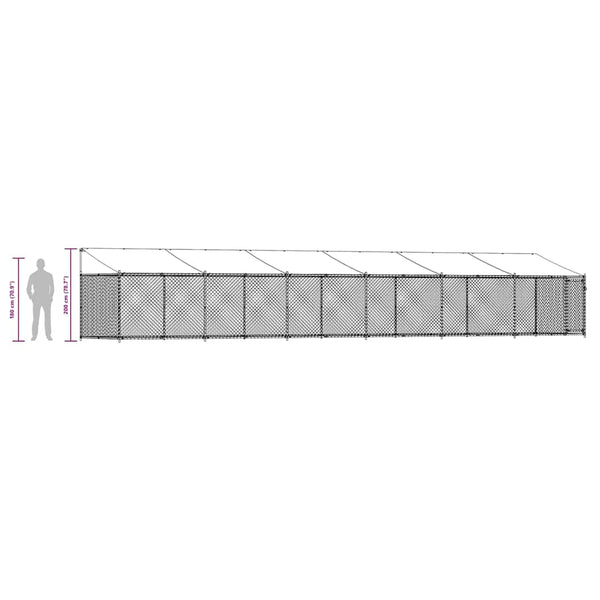Vidaxl Dog Cage With Roof And Door Grey 12X2x2 M Galvanised Steel Dog Cages