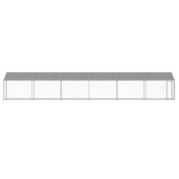 Vidaxl Dog Cage With Roof And Door Grey 12X2x2 M Galvanised Steel Dog Cages