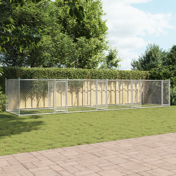 Vidaxl Dog Cage With Doors Grey 8X2x1.5 M Galvanised Steel Dog Cages