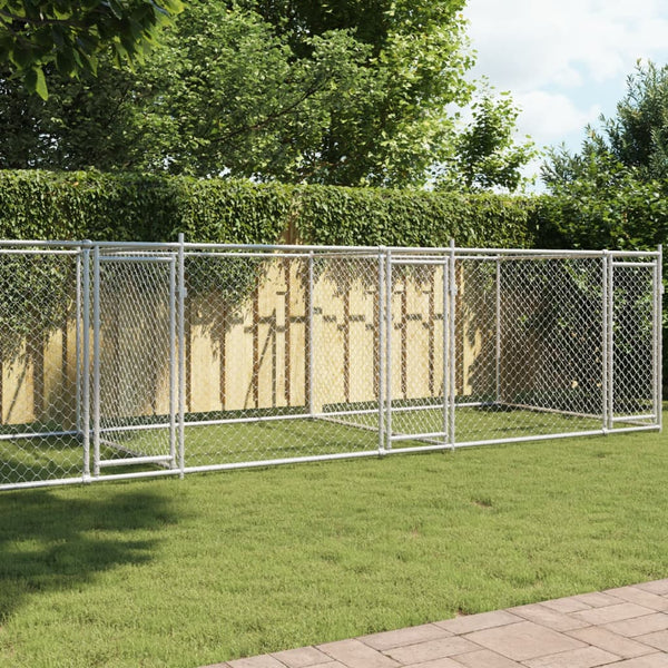Vidaxl Dog Cage With Doors Grey 8X2x1.5 M Galvanised Steel Dog Cages