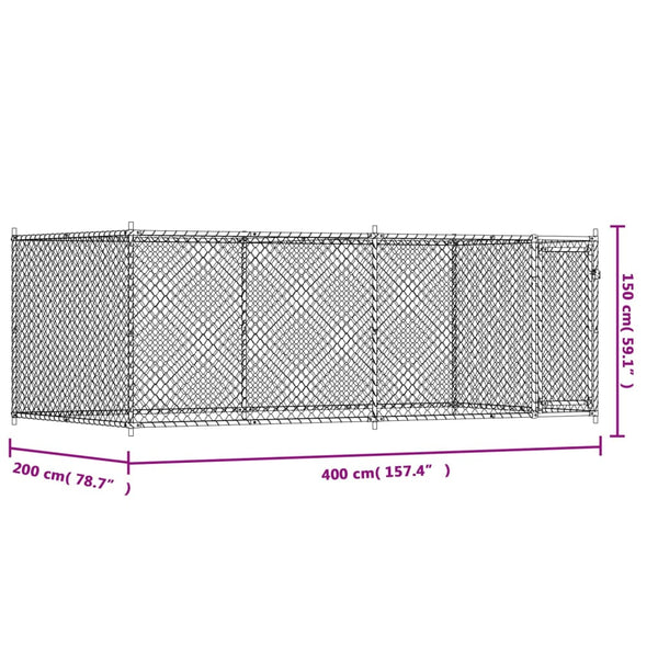 Vidaxl Dog Cage With Door Grey 4X2x1.5 M Galvanised Steel Dog Cages