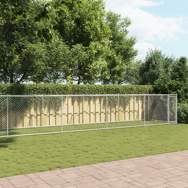 Vidaxl Dog Cage With Door Grey 10X2x1.5 M Galvanised Steel Dog Cages