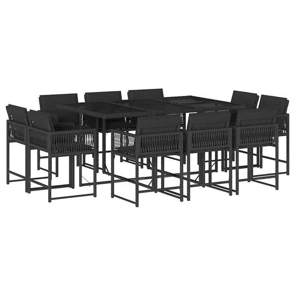 Vidaxl 11 Piece Garden Dining Set With Cushions Black Poly Rattan Outdoor Dining Sets