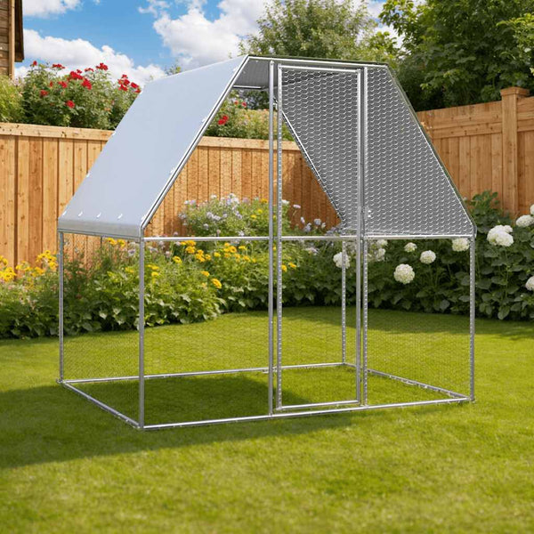Vidaxl Chicken Cage Silver And Grey 2X2x2 M Galvanised Steel Small Animal Cages & Hutches
