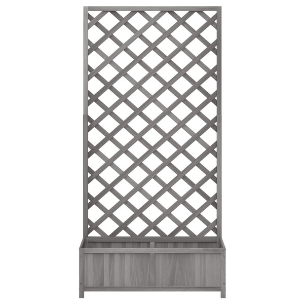 Vidaxl Planter With Trellis Grey Solid Wood Fir Planters & Vases