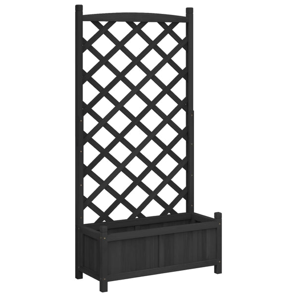 Vidaxl Planter With Trellis Black 75 X 35 150 Cm Solid Wood Fir Trellises