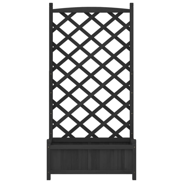 Vidaxl Planter With Trellis Black 75 X 35 150 Cm Solid Wood Fir Trellises