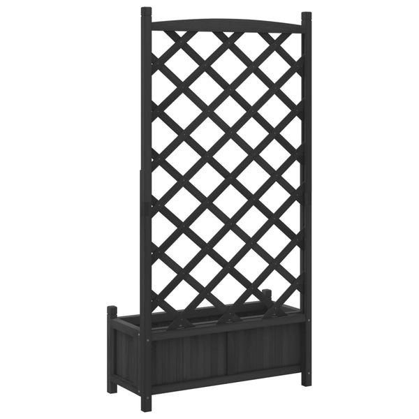 Vidaxl Planter With Trellis Black 75 X 35 150 Cm Solid Wood Fir Trellises