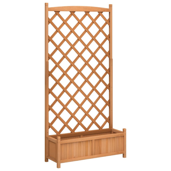 Vidaxl Planter With Trellis Brown Solid Wood Fir Planters & Vases