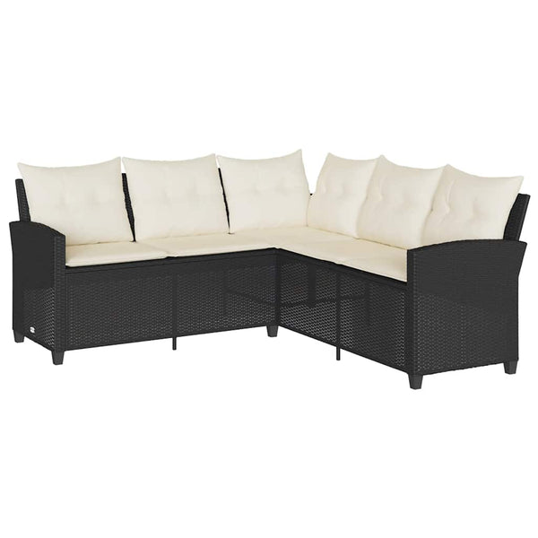 Vidaxl L Shaped Couch Sofa With Cushions Black Poly Rattan Other Patio & Garden Furniture