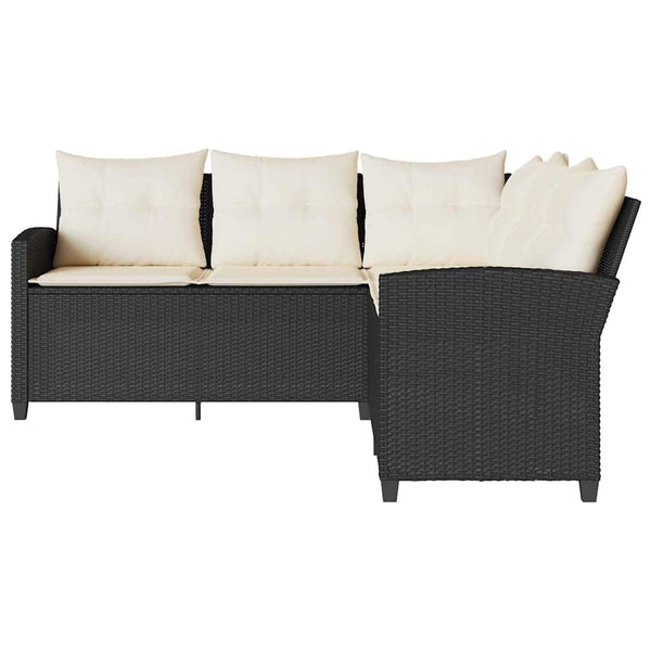 Vidaxl L Shaped Couch Sofa With Cushions Black Poly Rattan Other Patio & Garden Furniture