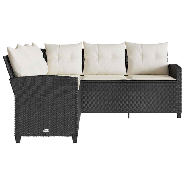 Vidaxl L Shaped Couch Sofa With Cushions Black Poly Rattan Other Patio & Garden Furniture