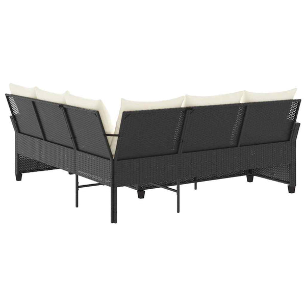 Vidaxl L Shaped Couch Sofa With Cushions Black Poly Rattan Other Patio & Garden Furniture