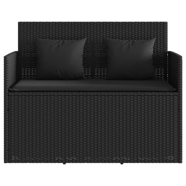 Garden Bench With Cushions Black Poly Rattan Patio Benches