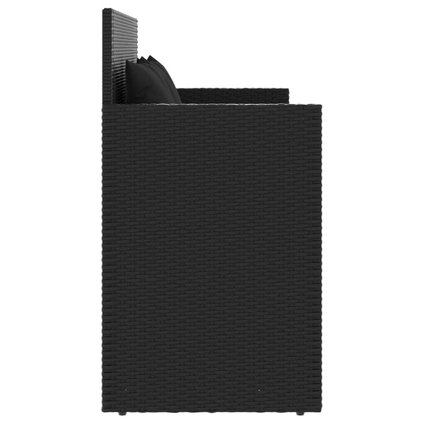 Garden Bench With Cushions Black Poly Rattan Patio Benches