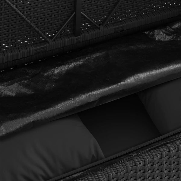 Garden Bench With Cushions Black Poly Rattan Patio Benches