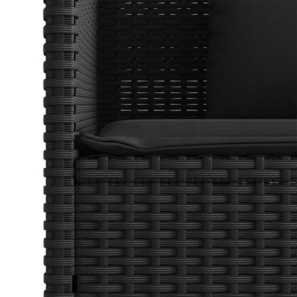 Garden Bench With Cushions Black Poly Rattan Patio Benches