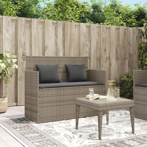 Garden Bench With Cushions Grey Poly Rattan Patio Benches