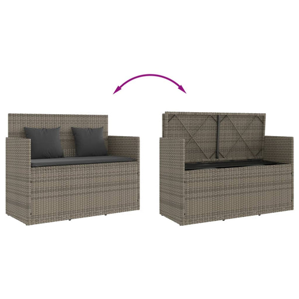 Garden Bench With Cushions Grey Poly Rattan Patio Benches