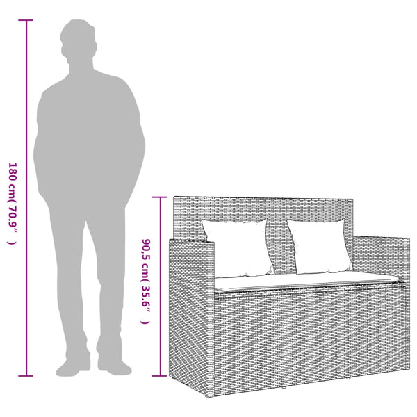 Garden Bench With Cushions Grey Poly Rattan Patio Benches