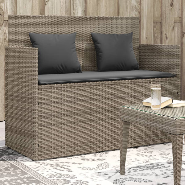 Garden Bench With Cushions Grey Poly Rattan Patio Benches