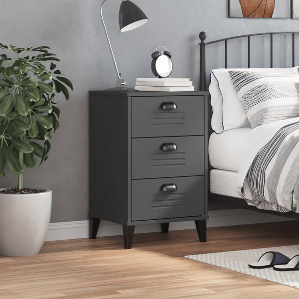 Vidaxl Bedside Cabinet Viken Anthracite Grey Engineered Wood Side Tables