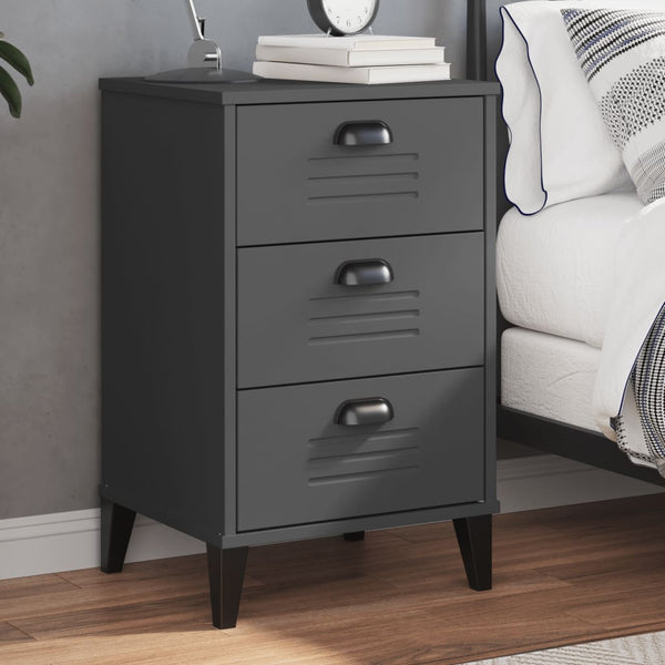 Vidaxl Bedside Cabinet Viken Anthracite Grey Engineered Wood Side Tables