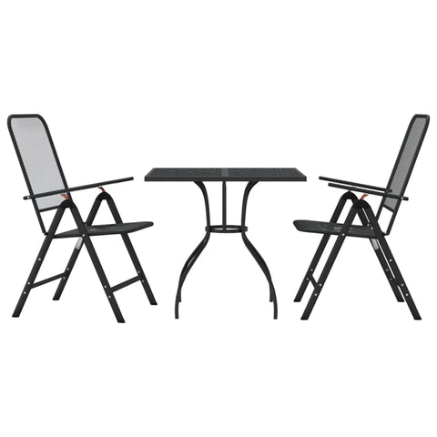 3 Piece Garden Dining Set Anthracite Metal Mesh Outdoor Dining Sets
