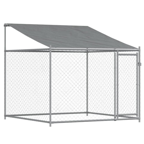 Dog Cage With Roof And Door Grey 2X2x2 M Galvanised Steel Dog Cages