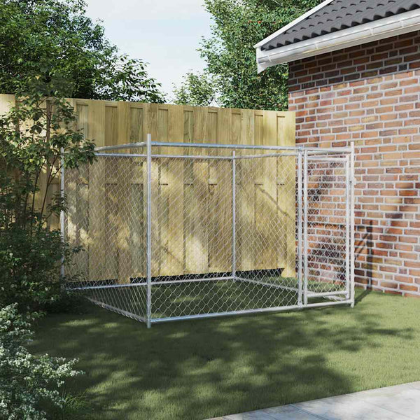 Vidaxl Dog Cage With Door Grey 2X2x1.5 M Galvanised Steel Dog Cages