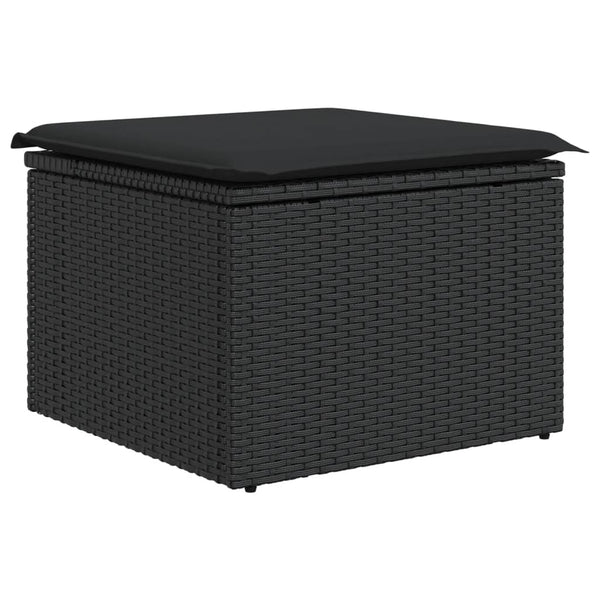 Vidaxl Garden Stool With Cushion Black 55X55x37 Cm Poly Rattan Patio Chairs