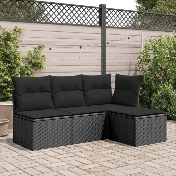 Vidaxl Garden Stool With Cushion Black 55X55x37 Cm Poly Rattan Patio Chairs