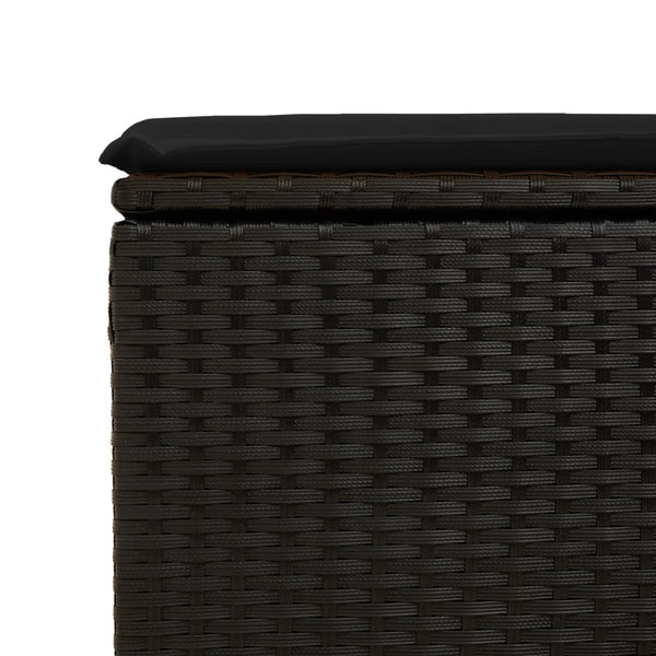 Vidaxl Garden Stool With Cushion Black 55X55x37 Cm Poly Rattan Patio Chairs