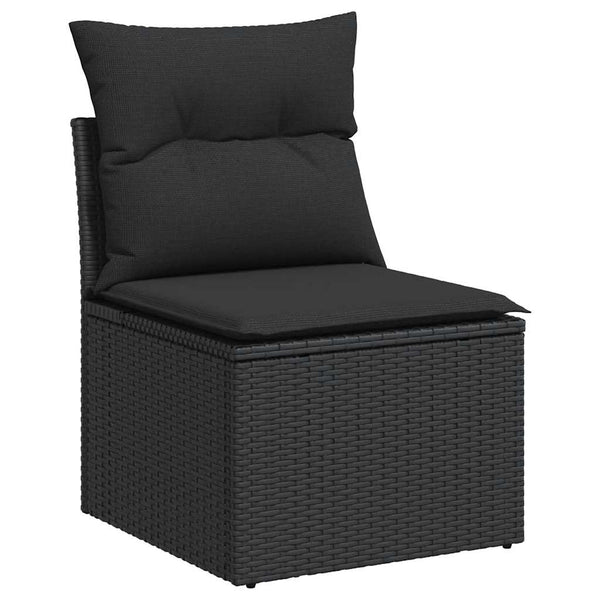 Vidaxl Garden Chair Armless With Cushions Black Poly Rattan Patio Chairs