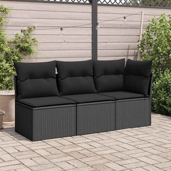 Vidaxl Garden Chair Armless With Cushions Black Poly Rattan Patio Chairs