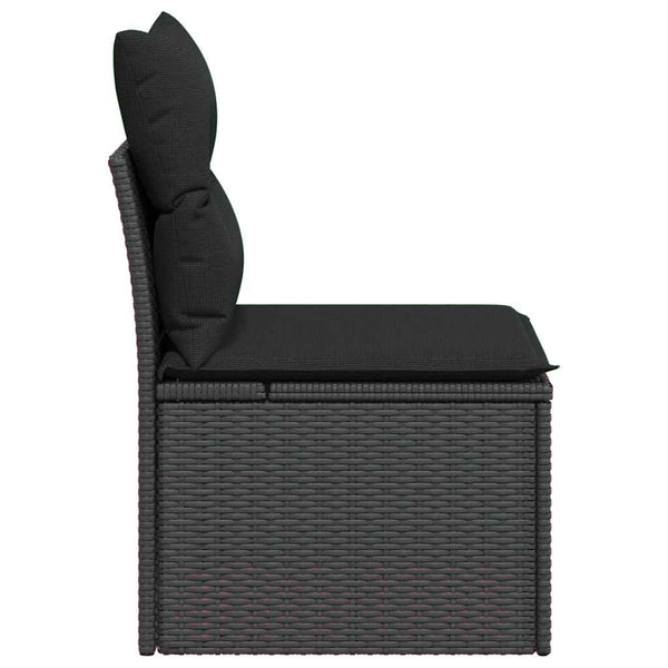 Vidaxl Garden Chair Armless With Cushions Black Poly Rattan Patio Chairs