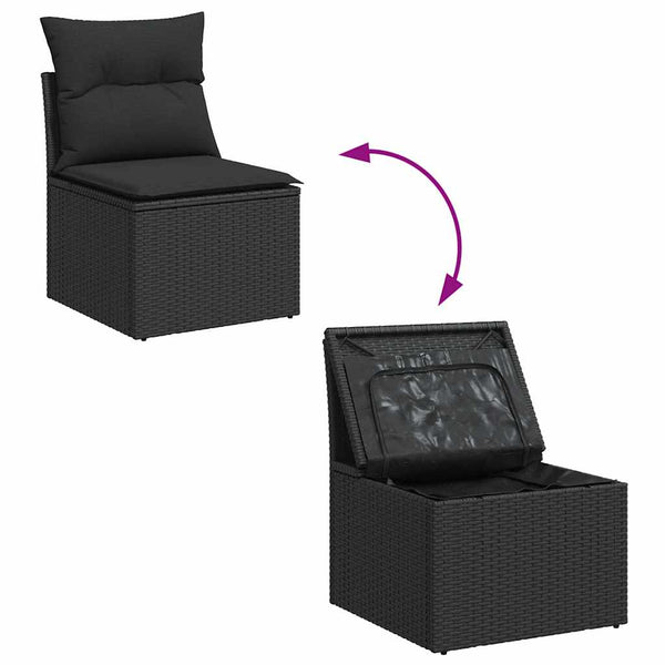 Vidaxl Garden Chair Armless With Cushions Black Poly Rattan Patio Chairs