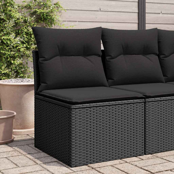 Vidaxl Garden Chair Armless With Cushions Black Poly Rattan Patio Chairs