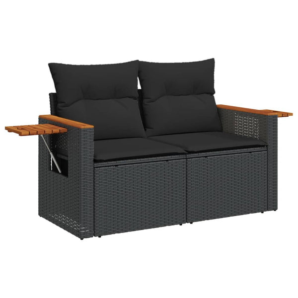 Vidaxl Garden Sofa With Cushions 2 Seater Black Poly Rattan Other Patio & Garden Furniture