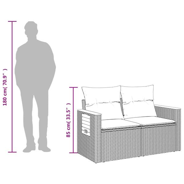 Vidaxl Garden Sofa With Cushions 2 Seater Black Poly Rattan Other Patio & Garden Furniture
