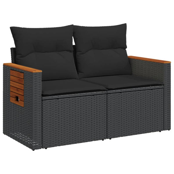 Vidaxl Garden Sofa With Cushions 2 Seater Black Poly Rattan Other Patio & Garden Furniture