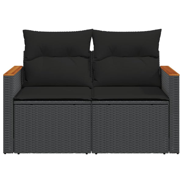 Vidaxl Garden Sofa With Cushions 2 Seater Black Poly Rattan Other Patio & Garden Furniture