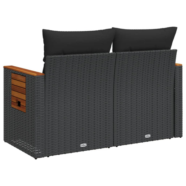 Vidaxl Garden Sofa With Cushions 2 Seater Black Poly Rattan Other Patio & Garden Furniture