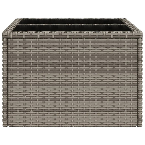 Vidaxl Garden Table With Glass Top Grey 55X55x37 Cm Poly Rattan Patio & Garden Tables