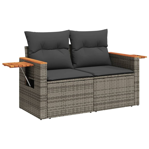 Vidaxl Garden Sofa With Cushions 2 Seater Grey Poly Rattan Patio Chairs